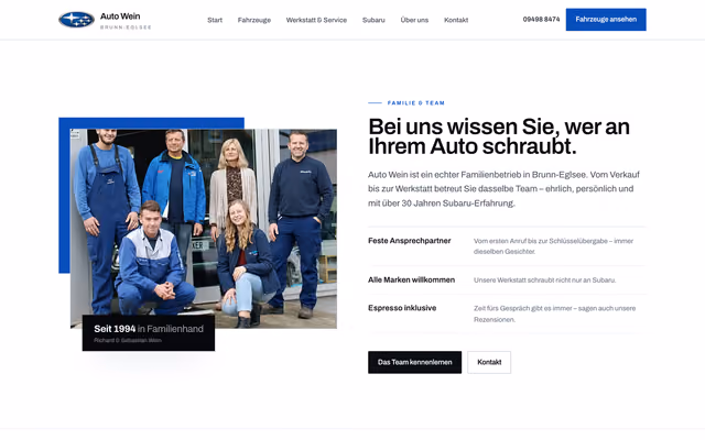 Website für Auto Wein – Autohaus & Werkstatt, Ausschnitt 2