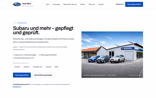 Website für Auto Wein – Autohaus & Werkstatt, Ausschnitt 3