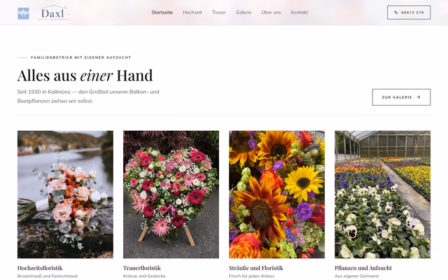 Website für Gärtnerei Daxl – Gärtnerei & Blumenhaus, Ausschnitt 2