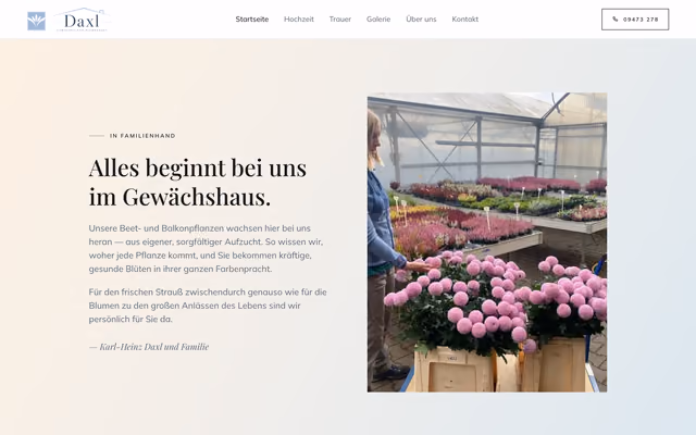 Website für Gärtnerei Daxl – Gärtnerei & Blumenhaus, Ausschnitt 3