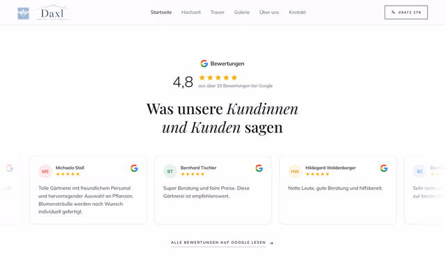 Website für Gärtnerei Daxl – Gärtnerei & Blumenhaus, Ausschnitt 4