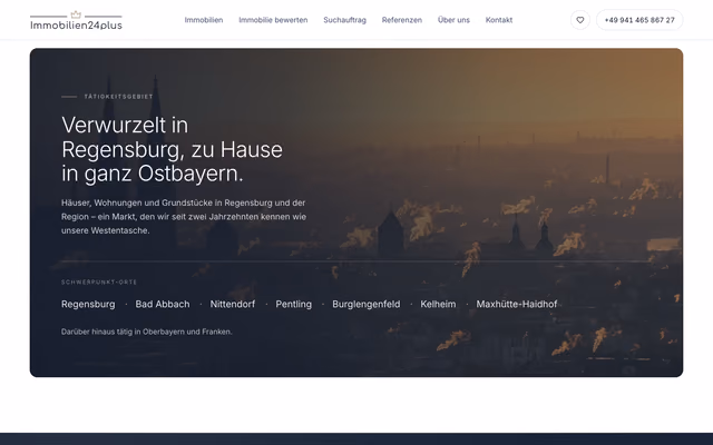 Website für Immobilien24plus – Immobilienmakler in Regensburg, Ausschnitt 3
