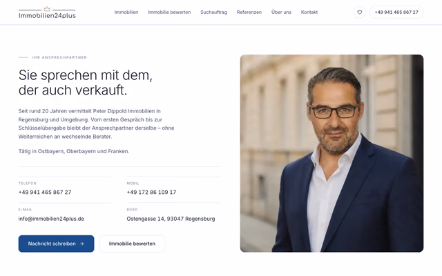 Website für Immobilien24plus – Immobilienmakler in Regensburg, Ausschnitt 4