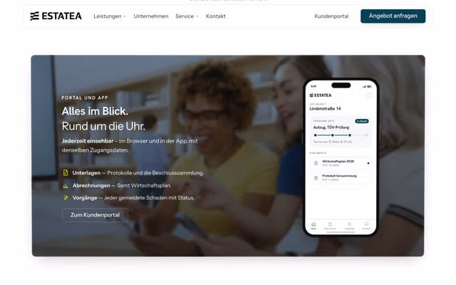 Website für ESTATEA – Hausverwaltung in Regensburg & München, Ausschnitt 3