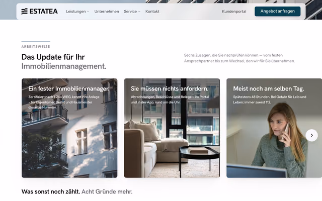 Website für ESTATEA – Hausverwaltung in Regensburg & München, Ausschnitt 4