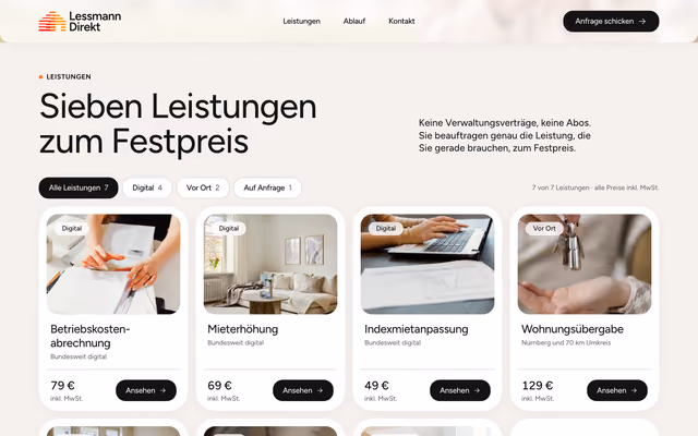 Website für Lessmann Direkt – Immobilienservice bei Nürnberg, Ausschnitt 2