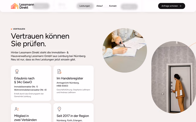 Website für Lessmann Direkt – Immobilienservice bei Nürnberg, Ausschnitt 3