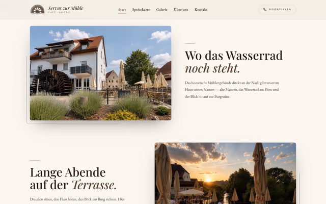 Website für Café Servus zur Mühle – Café & Bistro in Kallmünz, Ausschnitt 3