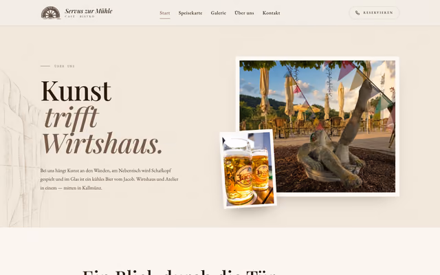 Website für Café Servus zur Mühle – Café & Bistro in Kallmünz, Ausschnitt 4