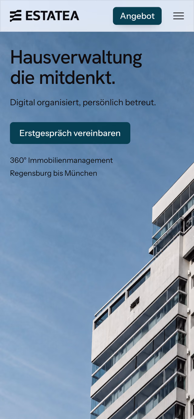 Die Website von ESTATEA am Telefon, Ausschnitt 1