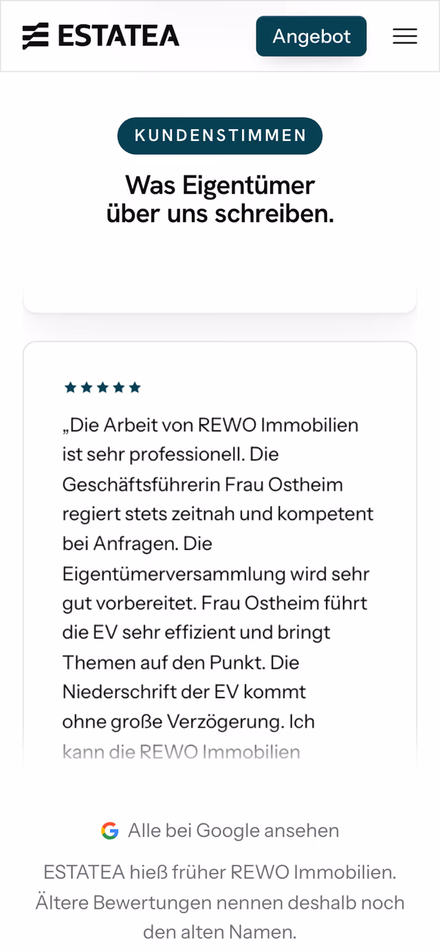 Die Website von ESTATEA am Telefon, Ausschnitt 5