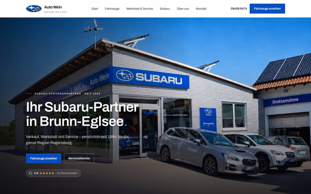 Website für Auto Wein – Autohaus & Werkstatt, Ausschnitt 1
