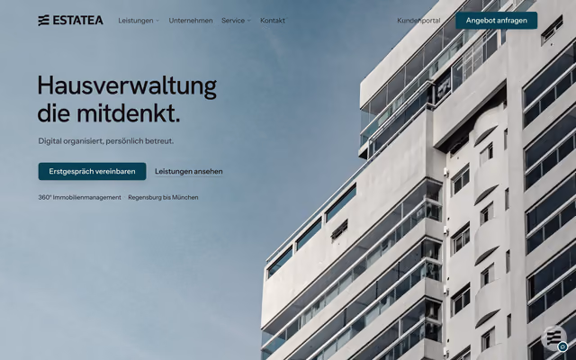 Website für ESTATEA – Hausverwaltung in Regensburg & München, Ausschnitt 1