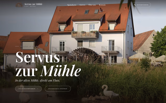 Website für Café Servus zur Mühle – Café & Bistro in Kallmünz, Ausschnitt 1